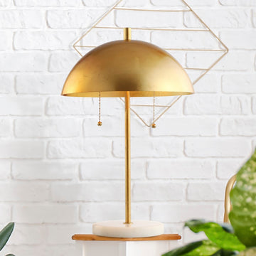 Ella 20.7" Dome Metal with Marble Base LED Table Lamp